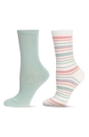 Memoi Assorted 2-pack Crew Socks In Green