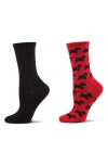 Memoi Assorted 2-pack Crew Socks In Multi