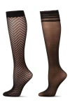 Memoi Assorted 2-pack Knee High Socks In Brown
