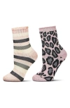 Memoi Assorted 2-pack Terry Cushioned Crew Socks In Pink