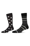 Memoi Assorted 2-pack Crew Socks In Black
