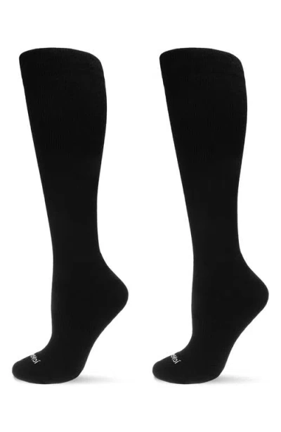 Memoi Assorted 2-pack Merino Wool Blend Knee High Socks In Black