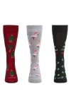 Memoi Assorted 3-pack Christmas Socks In Black