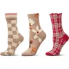 Memoi Assorted 3-pack Crew Socks In Brown Heather