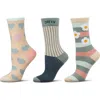 Memoi Assorted 3-pack Crew Socks In Green
