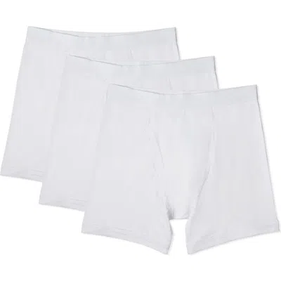 Memoi Assorted 3-pack Cool Stretch Cotton Boxer Briefs In White