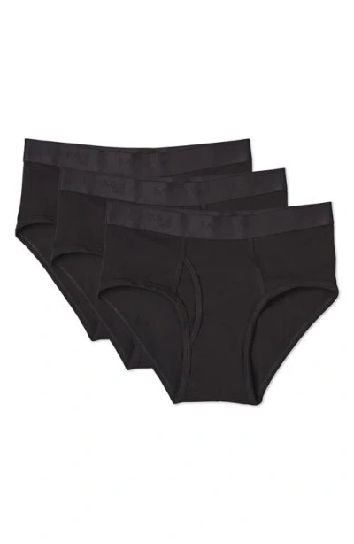 Memoi Assorted 3-pack Cool Stretch Cotton Briefs In Black