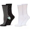 Memoi Assorted 4-pack Diabetic Crew Socks In Black/white Beige