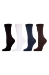 Memoi Assorted 4-pack Crew Socks In Black/white/brown