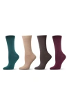 Memoi Assorted 4-pack Crew Socks In Multi