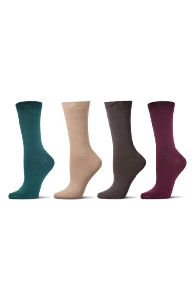 Memoi Assorted 4-pack Crew Socks In Multi