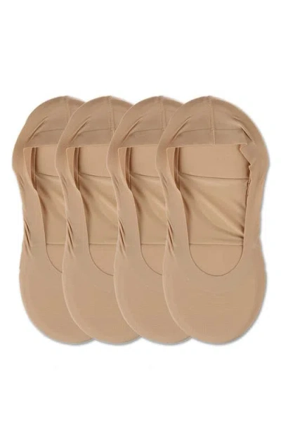 Memoi Assorted 4-pack Cushioned Liner Socks In Brown