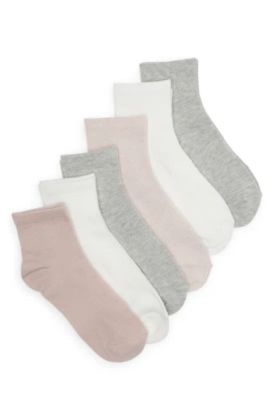 Memoi Assorted 6-pack Arch Ankle Socks In Pink