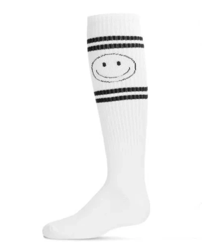 Memoi Kids'  Athletic Smiley Knee High Socks In White