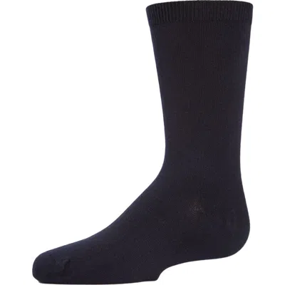 Memoi Kids'  Basic Modal Crew Socks In Black