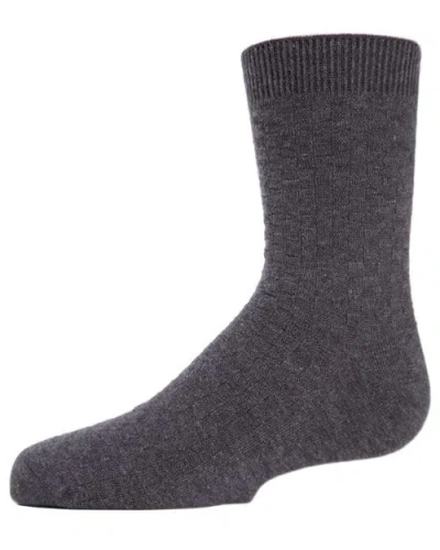 Memoi Kids'  Basket Weave Mercerized Crew Socks In Gray