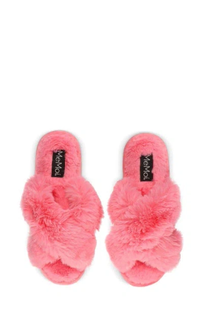 Memoi Beverly Faux Fur Memory Foam Slipper In Disco Pink