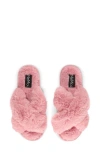 Memoi Beverly Faux Fur Memory Foam Slipper In Mauve