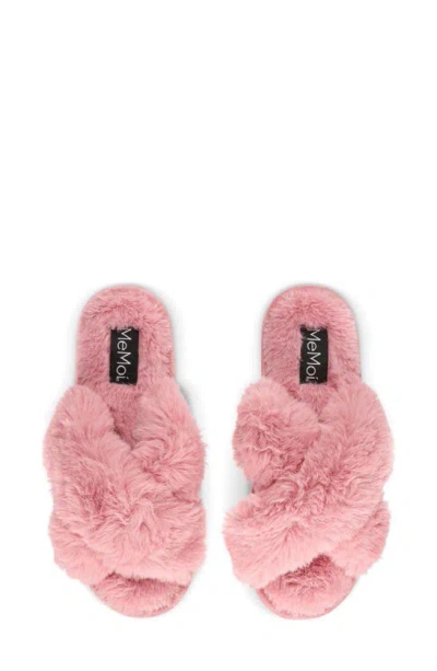 Memoi Beverly Faux Fur Memory Foam Slipper In Mauve