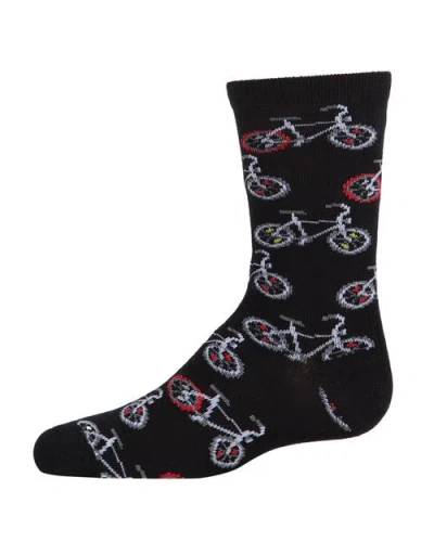 Memoi Kids'  Bicycle-themed Novelty Crew Sock In Black