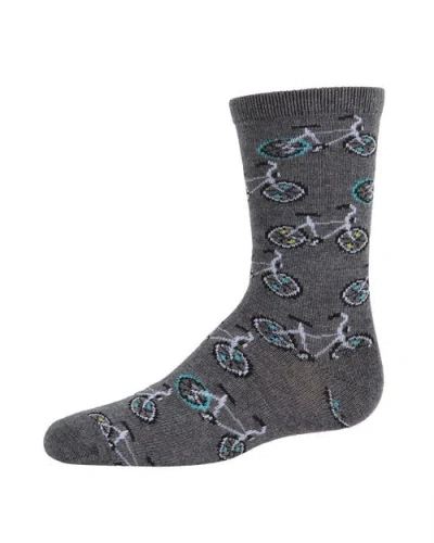 Memoi Kids'  Bicycle-themed Novelty Crew Sock In Gray