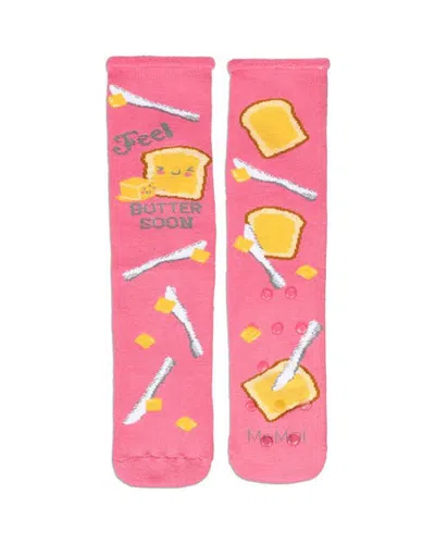 Memoi Big Kid's Feel Butter Soon Greeting Card Crew Socks In Pink