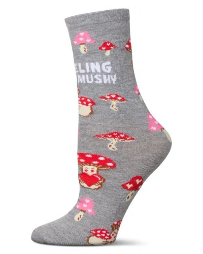 Memoi Big Kid's Feeling Mushy Greeting Card Crew Socks In Gray