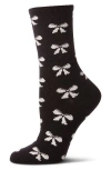 Memoi Bow Crew Socks In Black
