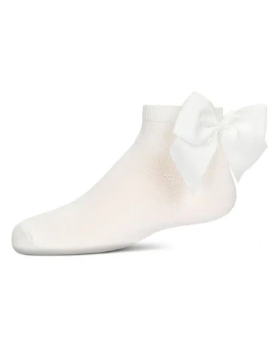 Memoi Kids'  Bow-on-back Anklet Sock In White