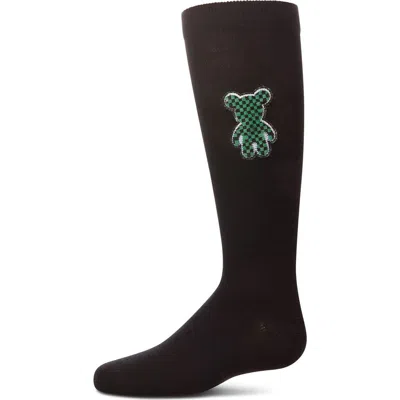 Memoi Kids'  Boxed Bear Patch Knee High Socks In Black