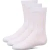 Memoi Kids'  Boy's 3 Pair Pack Basic Cotton Blend Ribbed Crew Socks In White