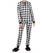 Memoi Buffalo Plaid Long Sleeve Pajama Set In Black/ivory In Multi