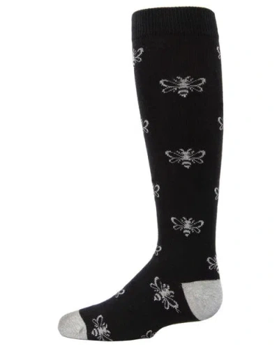 Memoi Kids'  Busy Bee Glitter Knee High Socks In Black