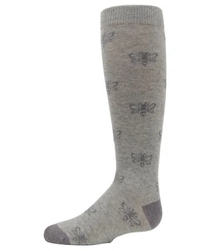 Memoi Kids'  Busy Bee Glitter Knee High Socks In Gray