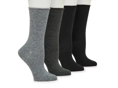 Memoi Buttersoft Crew Socks 4 Pack In Black