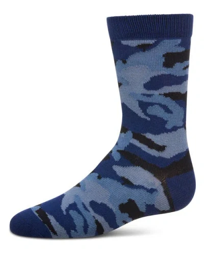 Memoi Kids'  Camouflage-pattern Crew Socks In Blue
