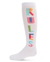 Memoi Camp Rules Knee High Sock In White