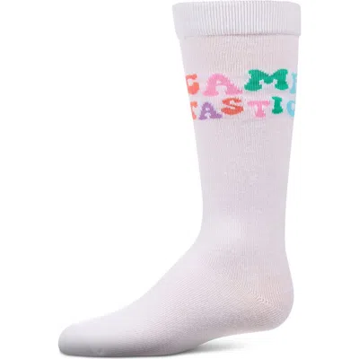 Memoi Kids'  Camptastic Camp-themed Fine-gauge Knee High Sock In White
