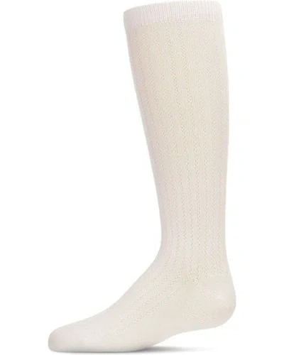 Memoi Kids'  Chain Stitch Knee High Socks In White
