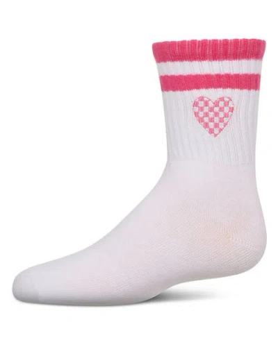 Memoi Kids'  Checkered Heart Crew Socks In Pink