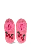 Memoi Cherries Chenille Slipper Socks In Disco Pink
