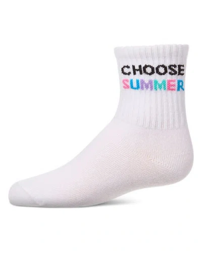 Memoi Kids'  Choose Summer Ribbed Crew Sock In White