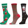 Memoi Christmas Assorted 3-pack Crew Socks In Multi