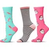 Memoi Christmas Assorted 3-pack Crew Socks In Pink