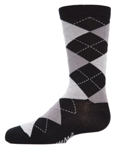 Memoi Kids'  Classic Argyle Mercerized Crew Socks In Black