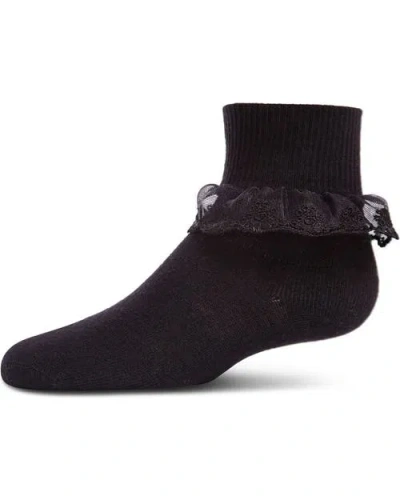 Memoi Kids'  Classic Lace Ruffle Anklet Socks In Black