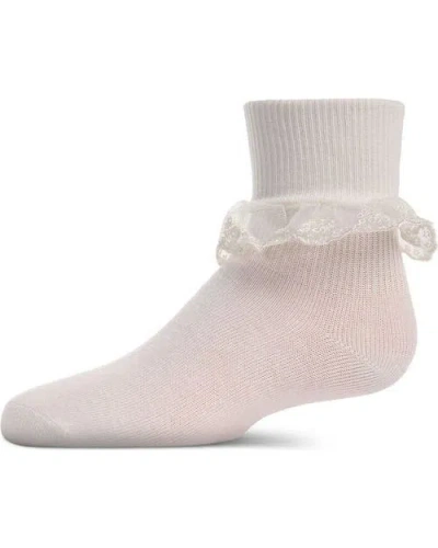 Memoi Kids'  Classic Lace Ruffle Anklet Socks In Gray