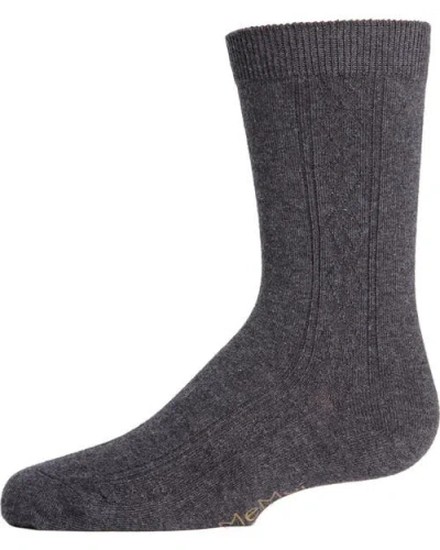 Memoi Kids'  Clocking Argyle Crew Socks In Gray