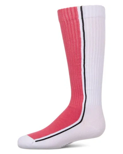 Memoi Kids'  Color Block Stripe Stretch Knee Sock In White