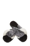 Memoi Colorblock Crossover Faux Fur Slipper In Black